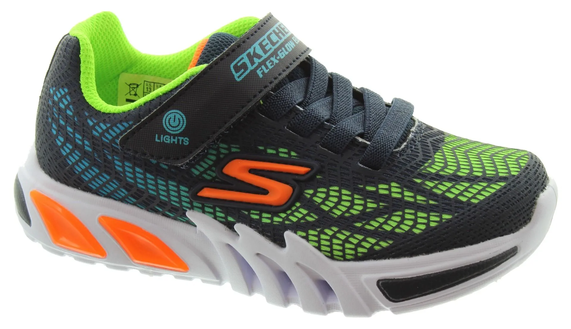 SKECHERS Kids 400137L Flex Glow Trainers In Navy Multi