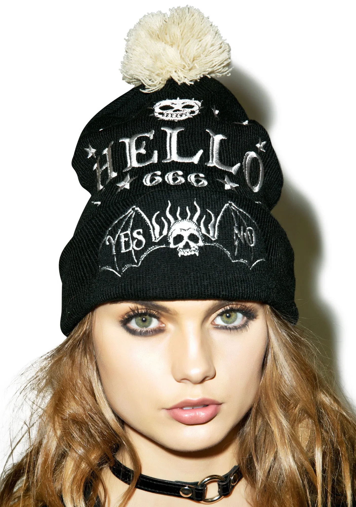 Skeleton Ouija Pom Pom Beanie-