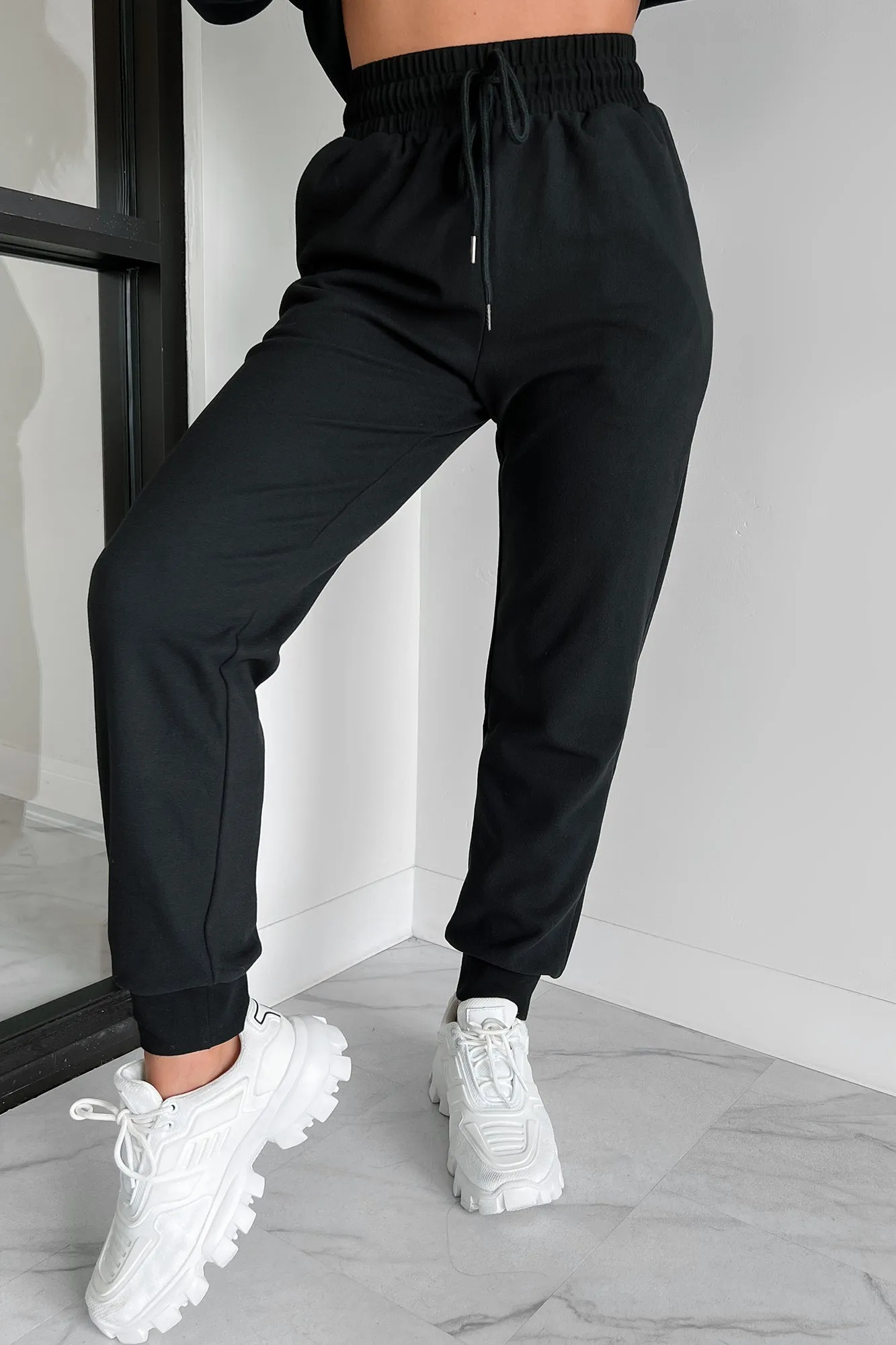 Sleepy Mondays Drawstring Waist Joggers (Black)