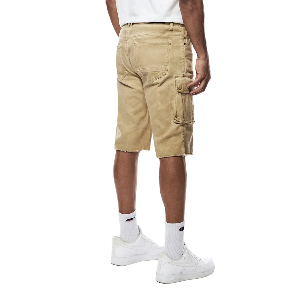 Slim Pigment Dyed Twill Utility Shorts - Khaki