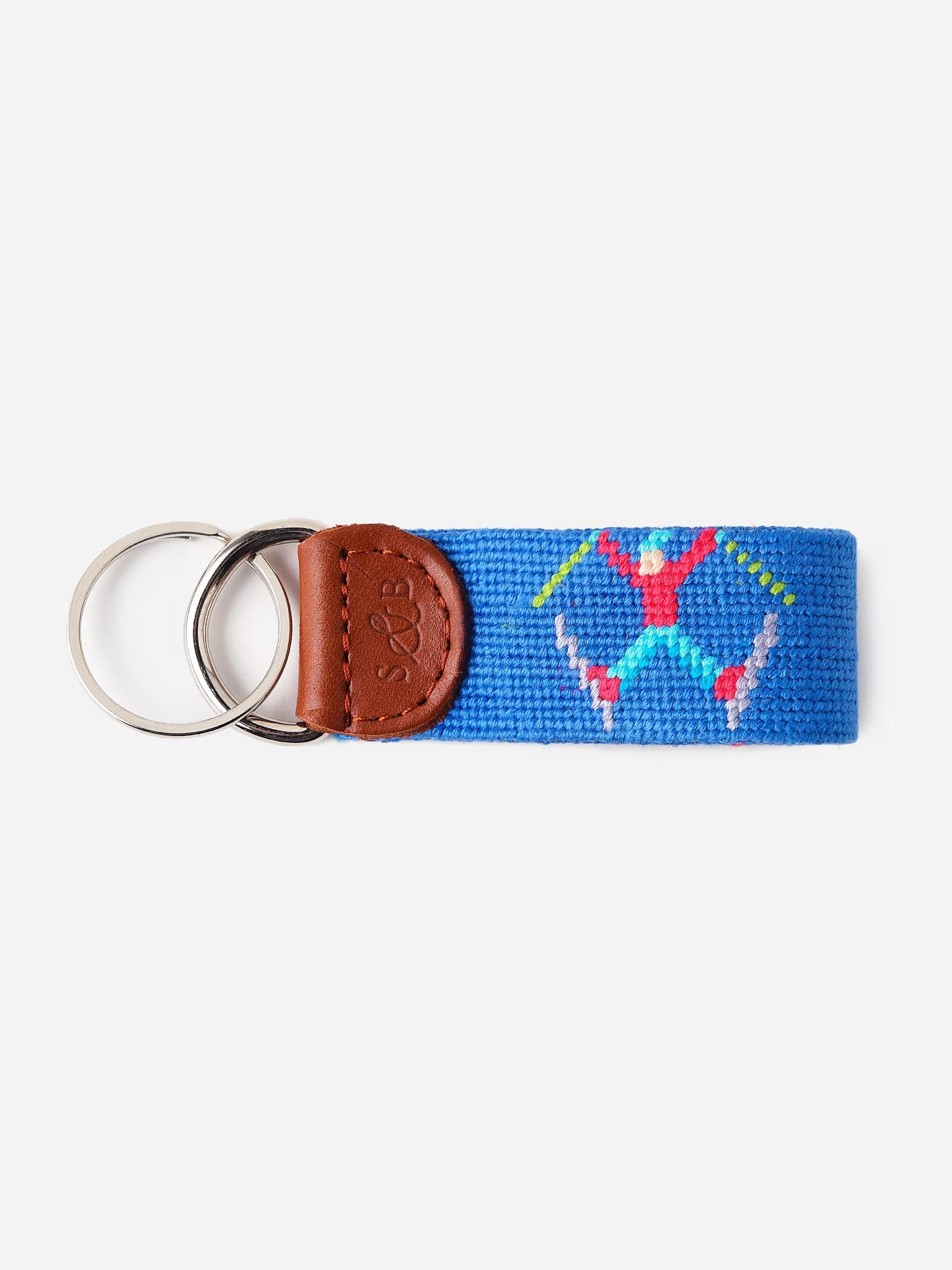     SMATHERS & BRANSON  Ski Tricks Needlepoint Key Fob    