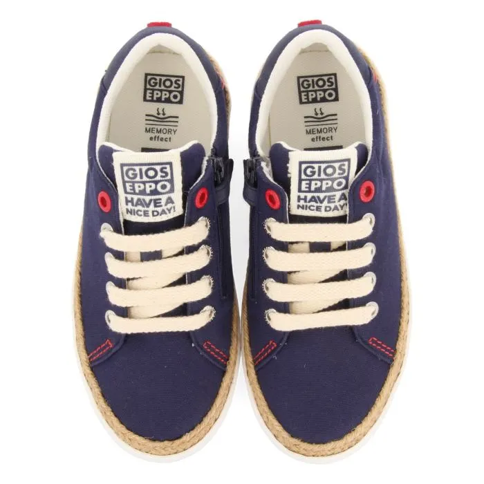 SNEAKERS NAVY BLUE COLOR WITH RAFFIA DETAIL AND COLOR ACCENTS FOR BOYS AND GIRLS TUNJE