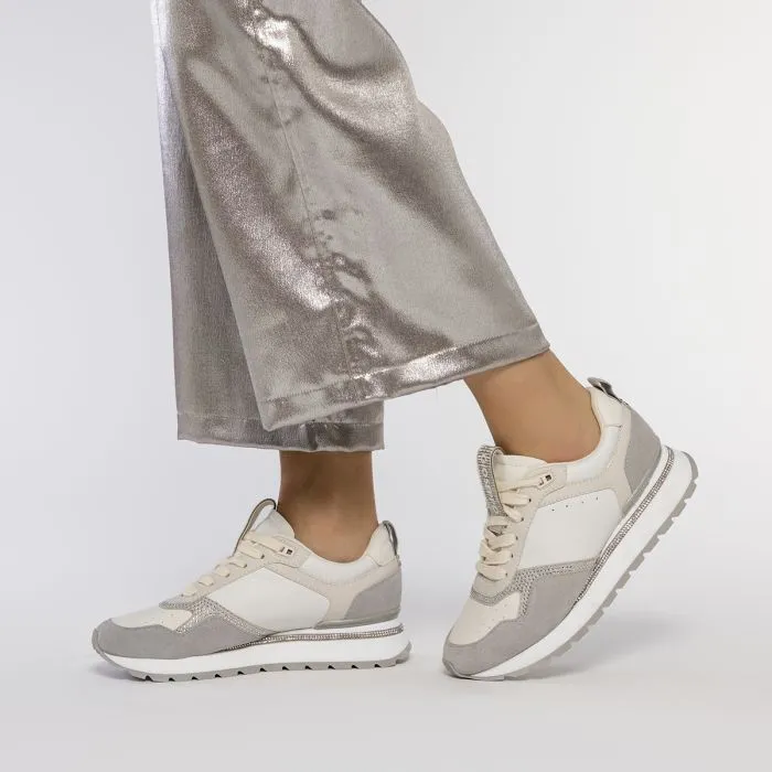 SNEAKERS OFF-WHITE WITH STRASS DETAIL FOR WOMEN ISPICA