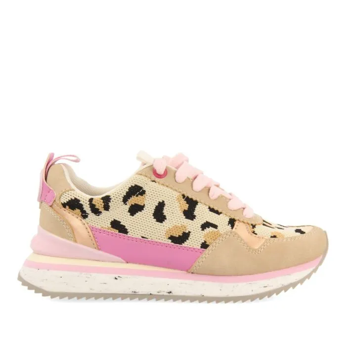 SNEAKERS WITH ANIMAL PRINT AND PINK DETAILS FOR GIRL AND BOY IVES