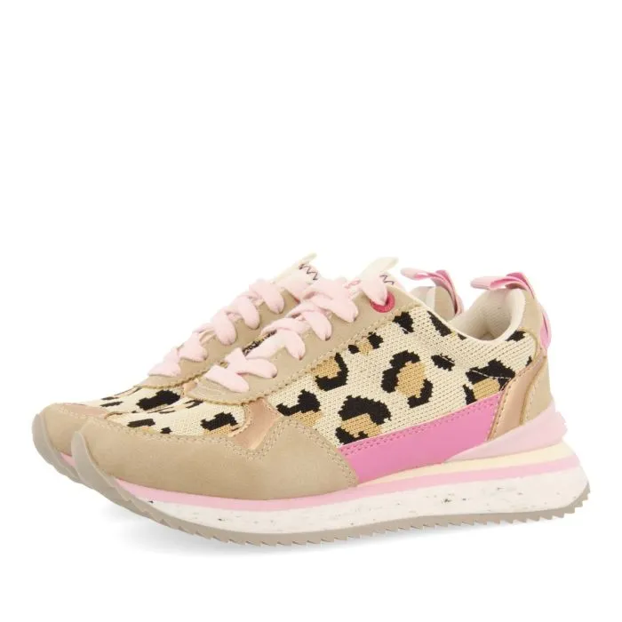 SNEAKERS WITH ANIMAL PRINT AND PINK DETAILS FOR GIRL AND BOY IVES