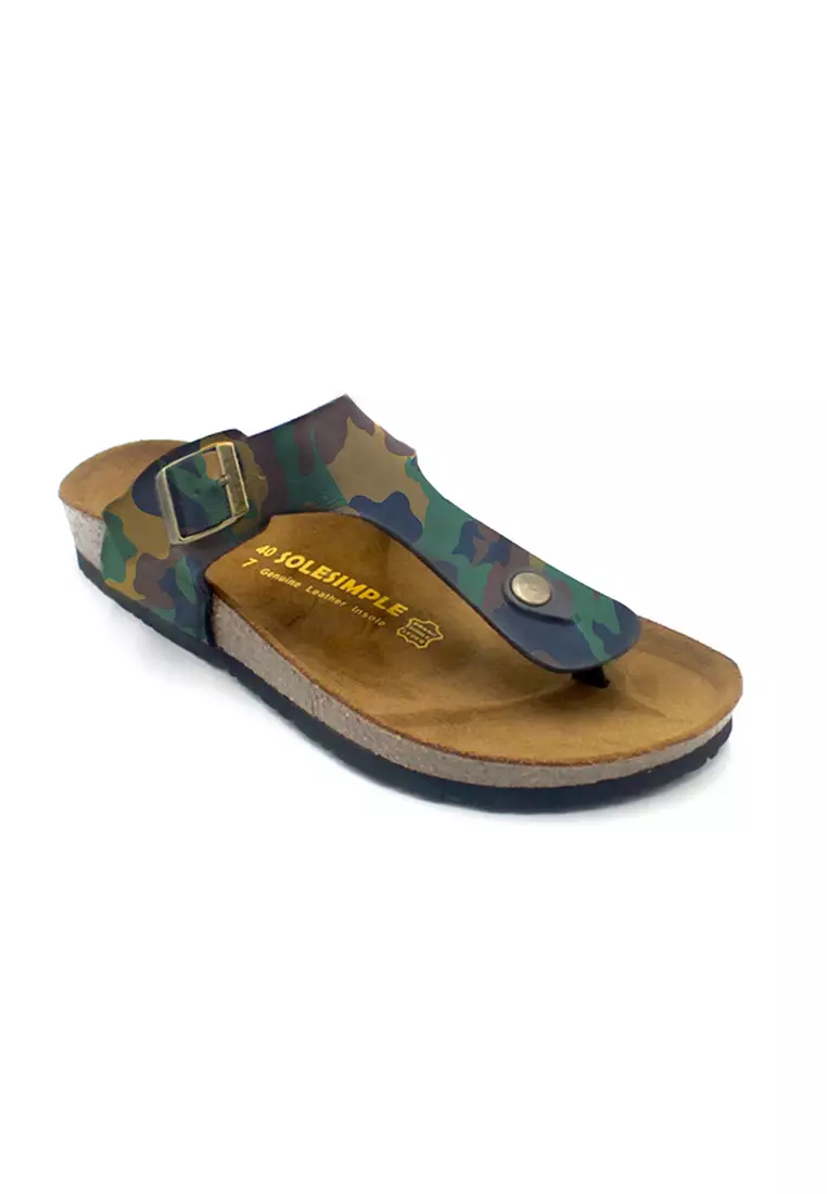 SoleSimple Rome - Camouflage Leather Sandals & Flip Flops