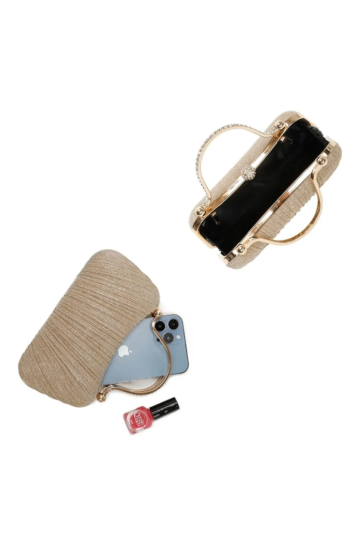 Sparkle Clutch Diamante Handle in Gold