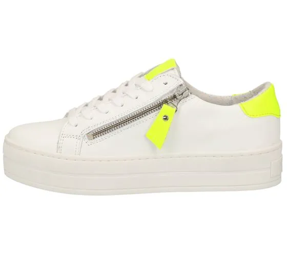 SPM sneakers da donna in vera pelle con plateau e plantare estraibile 24119434-34-13496 bianco/giallo