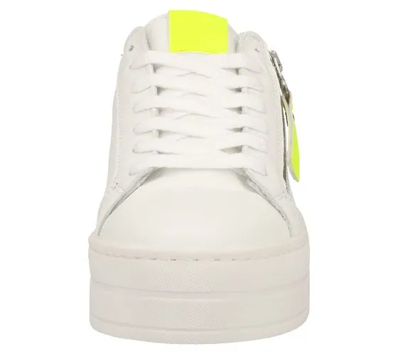 SPM sneakers da donna in vera pelle con plateau e plantare estraibile 24119434-34-13496 bianco/giallo