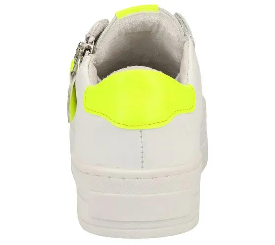 SPM sneakers da donna in vera pelle con plateau e plantare estraibile 24119434-34-13496 bianco/giallo