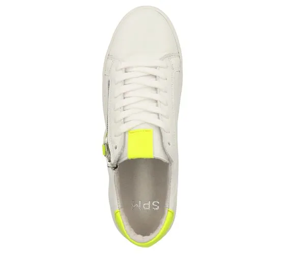 SPM sneakers da donna in vera pelle con plateau e plantare estraibile 24119434-34-13496 bianco/giallo