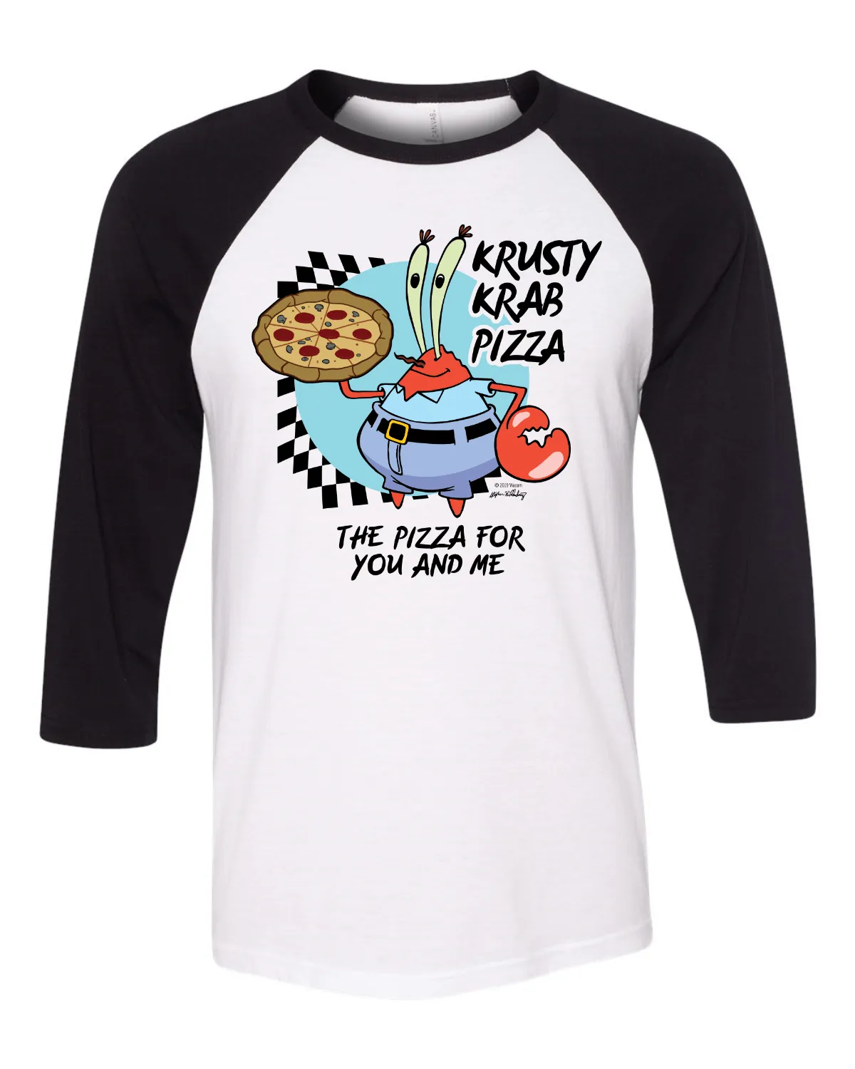 SpongeBob SquarePants The Krusty Krab Pizza Raglan Sleeve Baseball T-Shirt