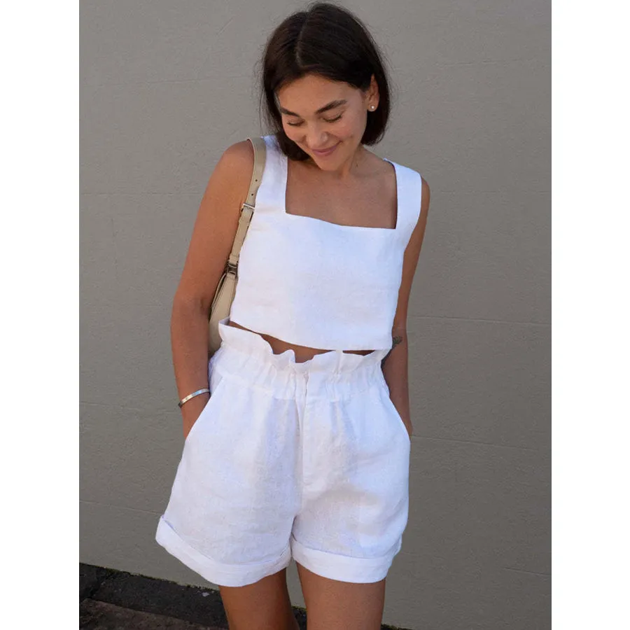 Square Neck Sleeveless Top and Shorts Set