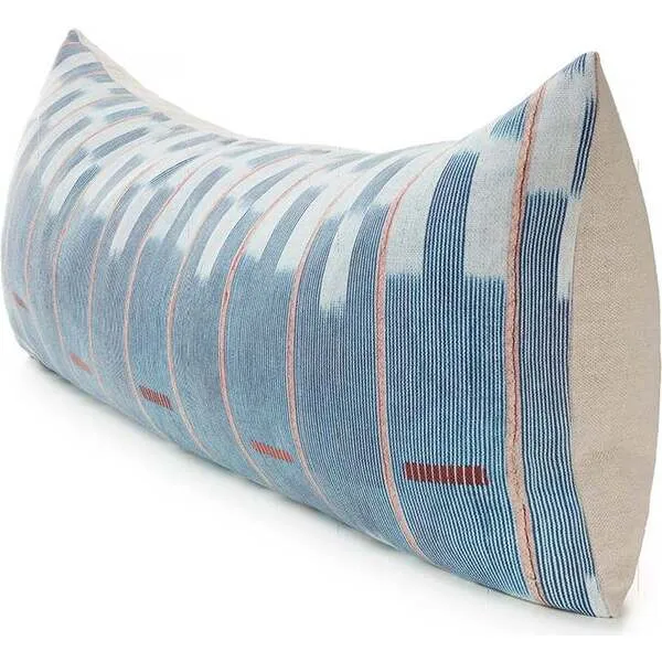 St. Frank Chambray Lattice Lumbar Pillow, Blue