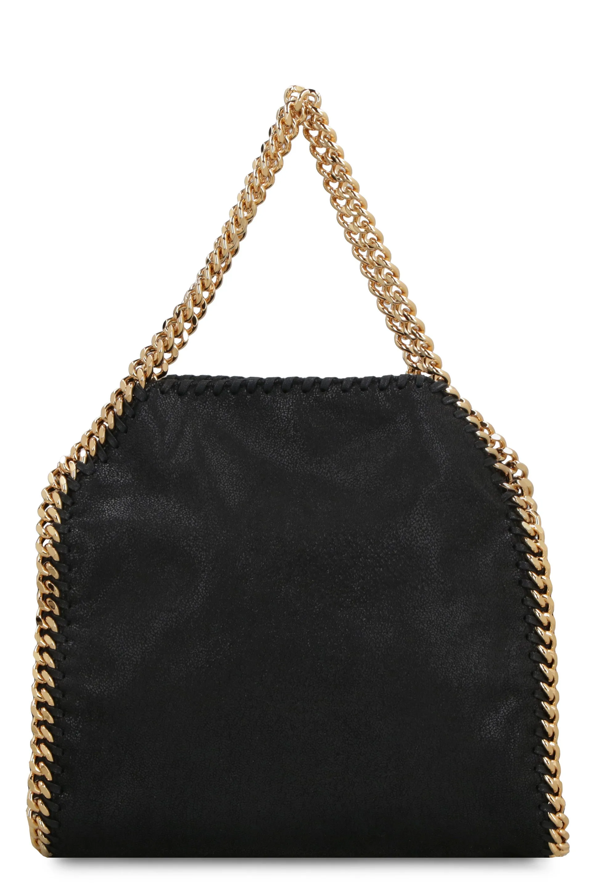 STELLA MCCARTNEY Mini Falabella Tote Handbag in Black Shaggy Deer Fabric with Chain Strap
