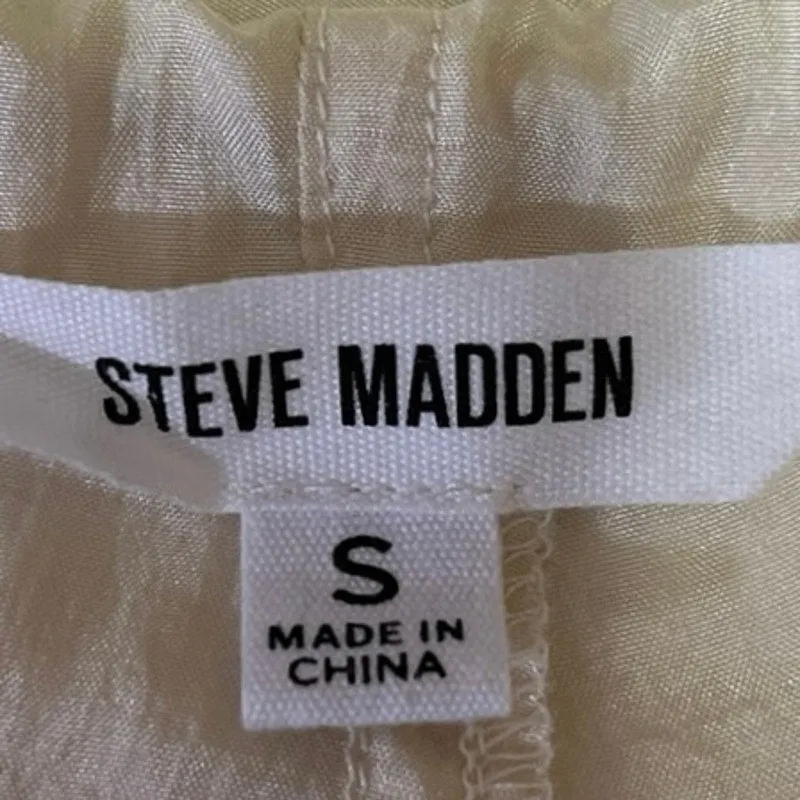 Steve Madden Cream Satin Silky Tapered Drawstring Windbreaker Parachute Pants S
