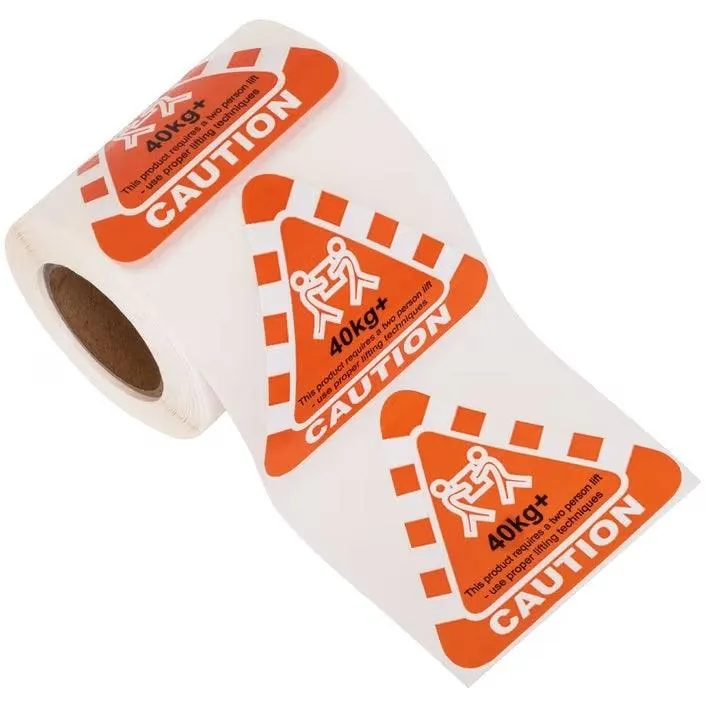 Stock Forms Caution Weight 40+kg Labels 80x70mm Orange 250 Labels Roll