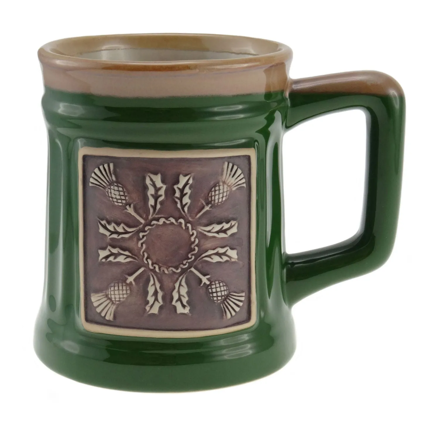 Stoneware Mug with Thistles