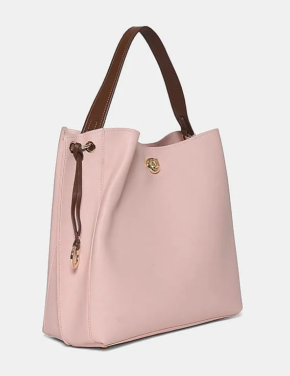 Stride Contrast Strap Textured Tote Bag