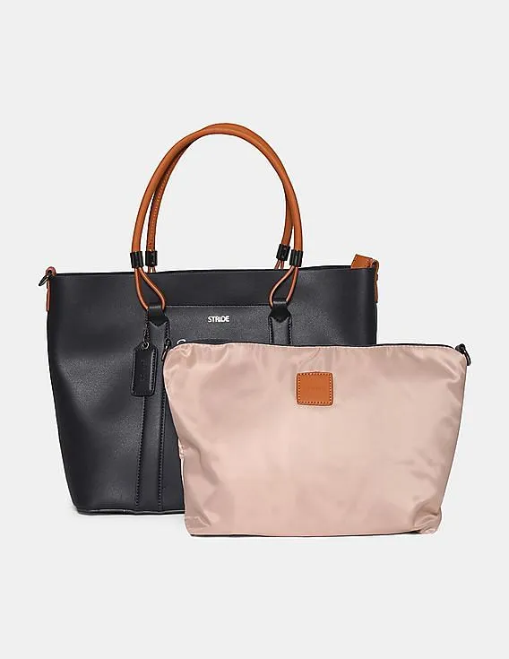 Stride Textured Tote Bag With Zipper Pouch