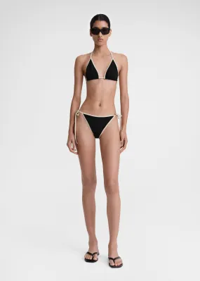 Stripe tie bikini top black