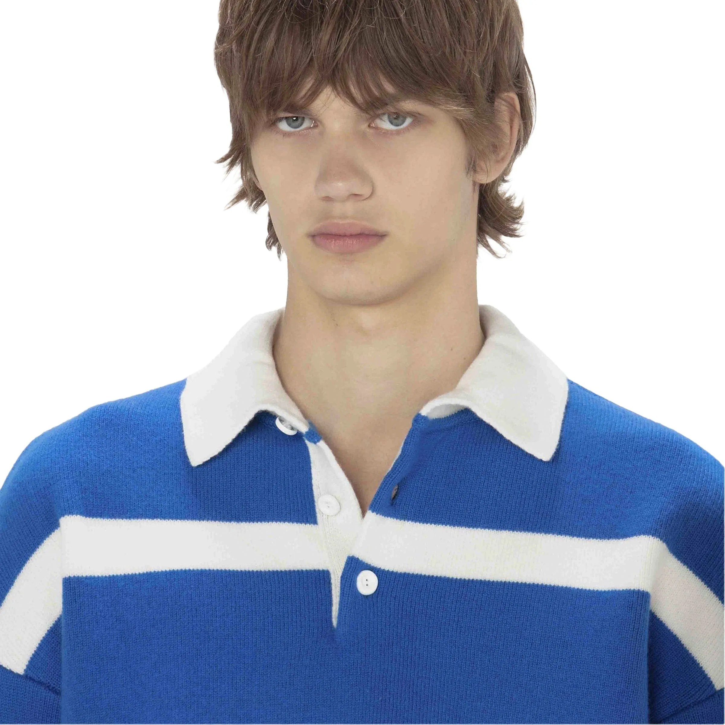 STRUCTURED POLO TOP AZURE BLUE | Bodega