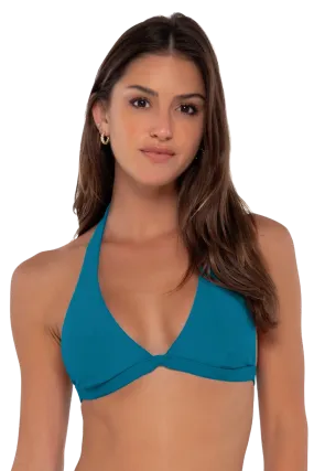 Sunsets Faith Halter Bikini Top - Avalon Teal