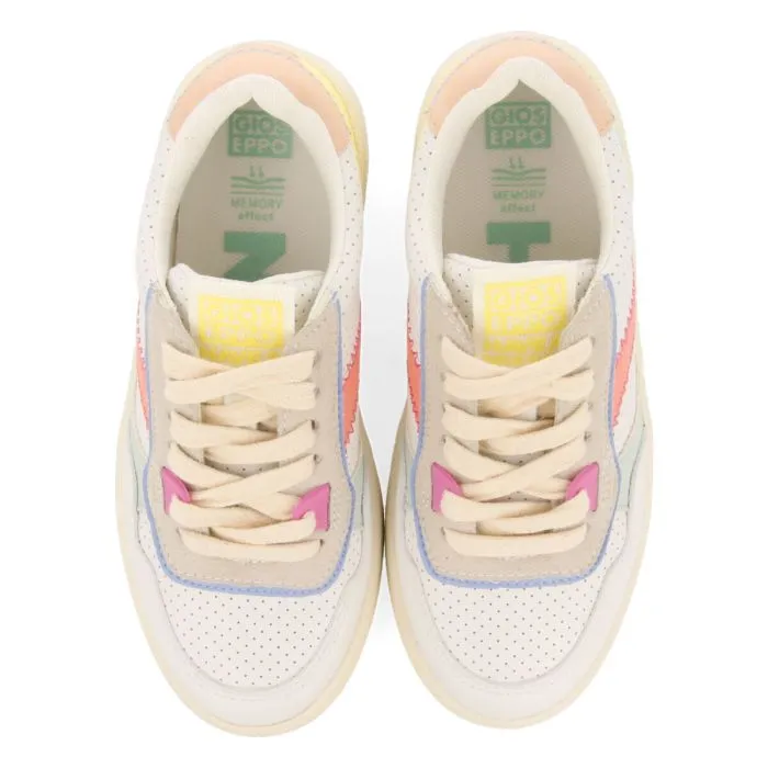 Tabai girls white sneakers withastel touches