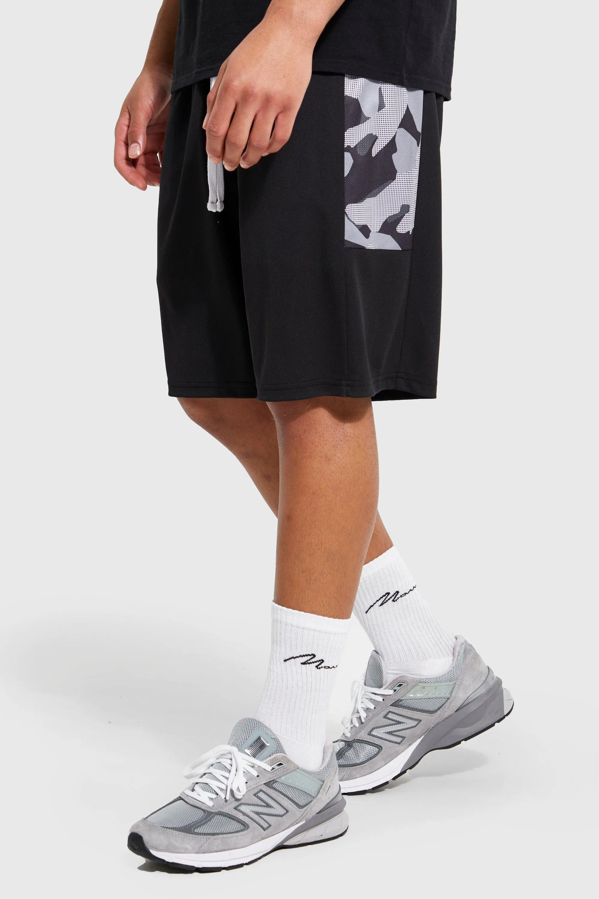 Tall Camo Panel Mesh Basketball Shape Short