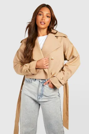 Tall Crop Oversized Belted Trench Coat