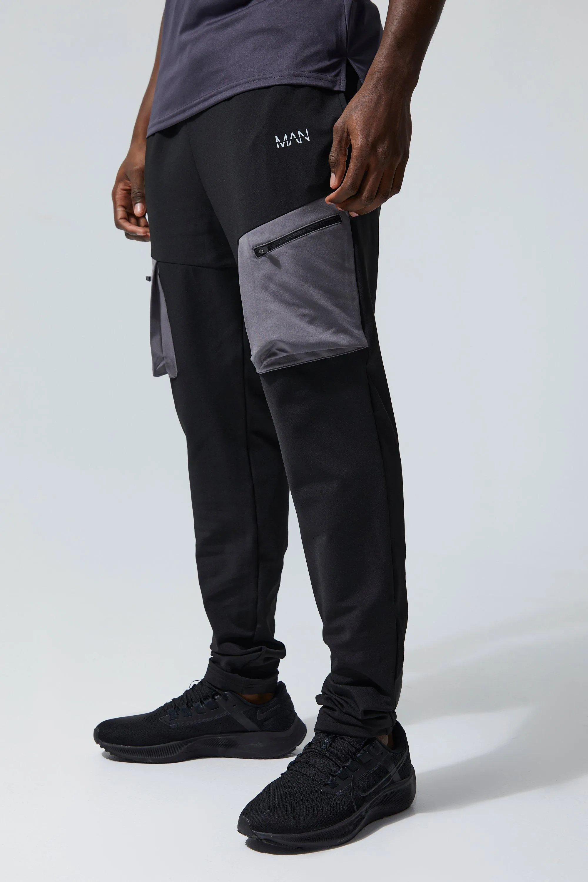Tall Man Active Technical Stretch Cargo Joggers | boohooMAN UK