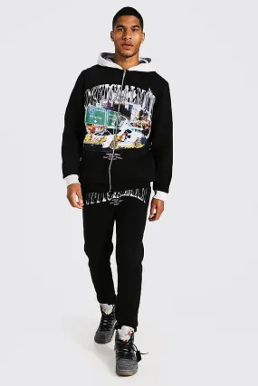 Tall Man Car Washed Zip Through Tracksuit | boohooMAN UK