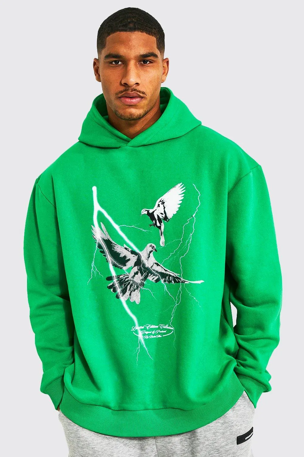 Tall Oversized Dove Lightning Print Hoodie