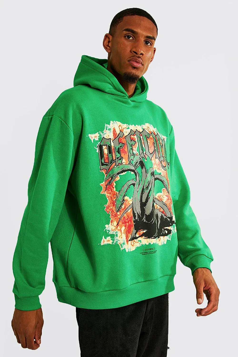 Tall Oversized Front And Back Print Hoodie