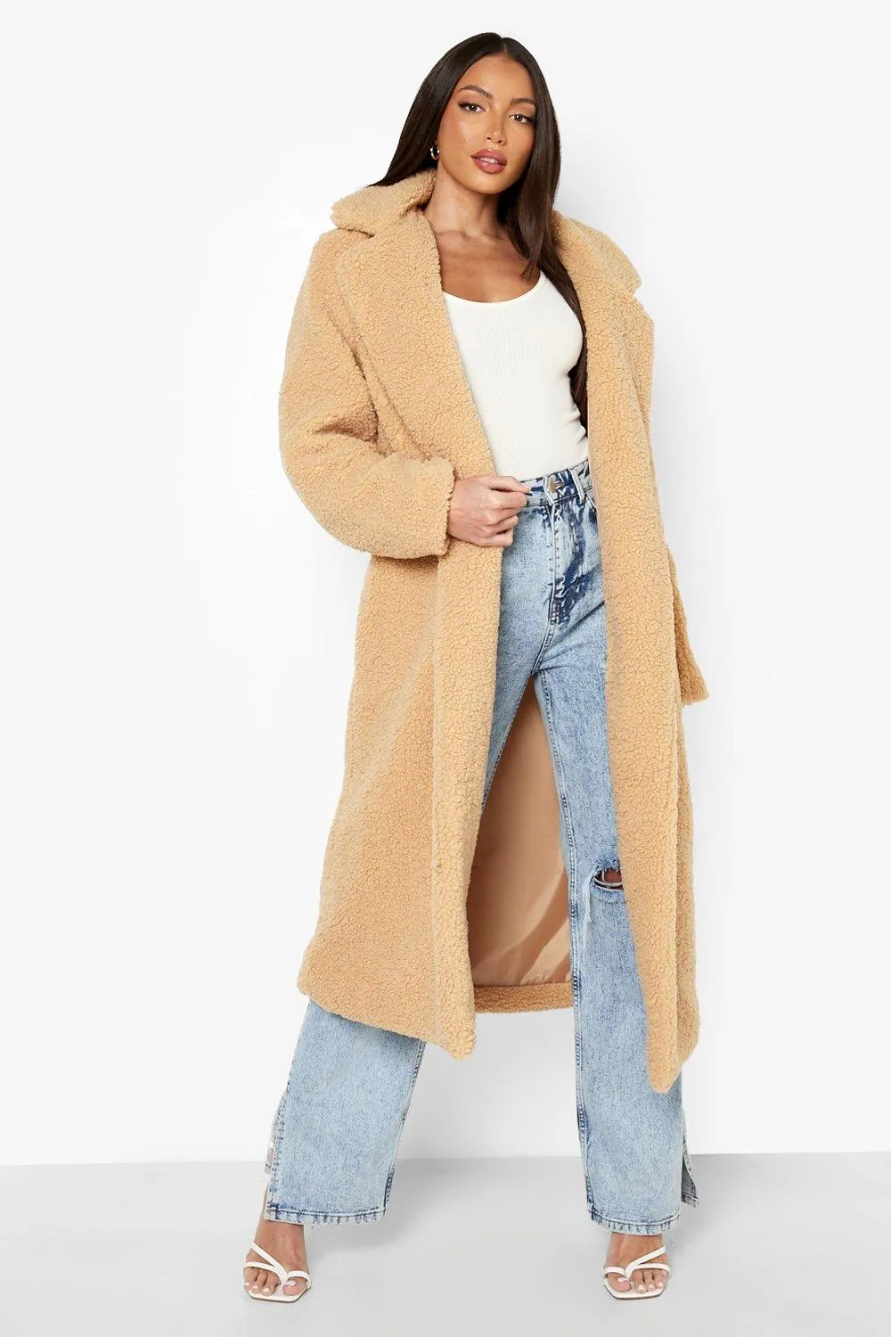 Tall Teddy Faux Fur Longline Coat