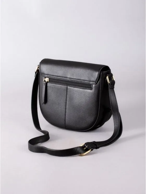 Tarnbeck Leather Saddle Bag in Black
