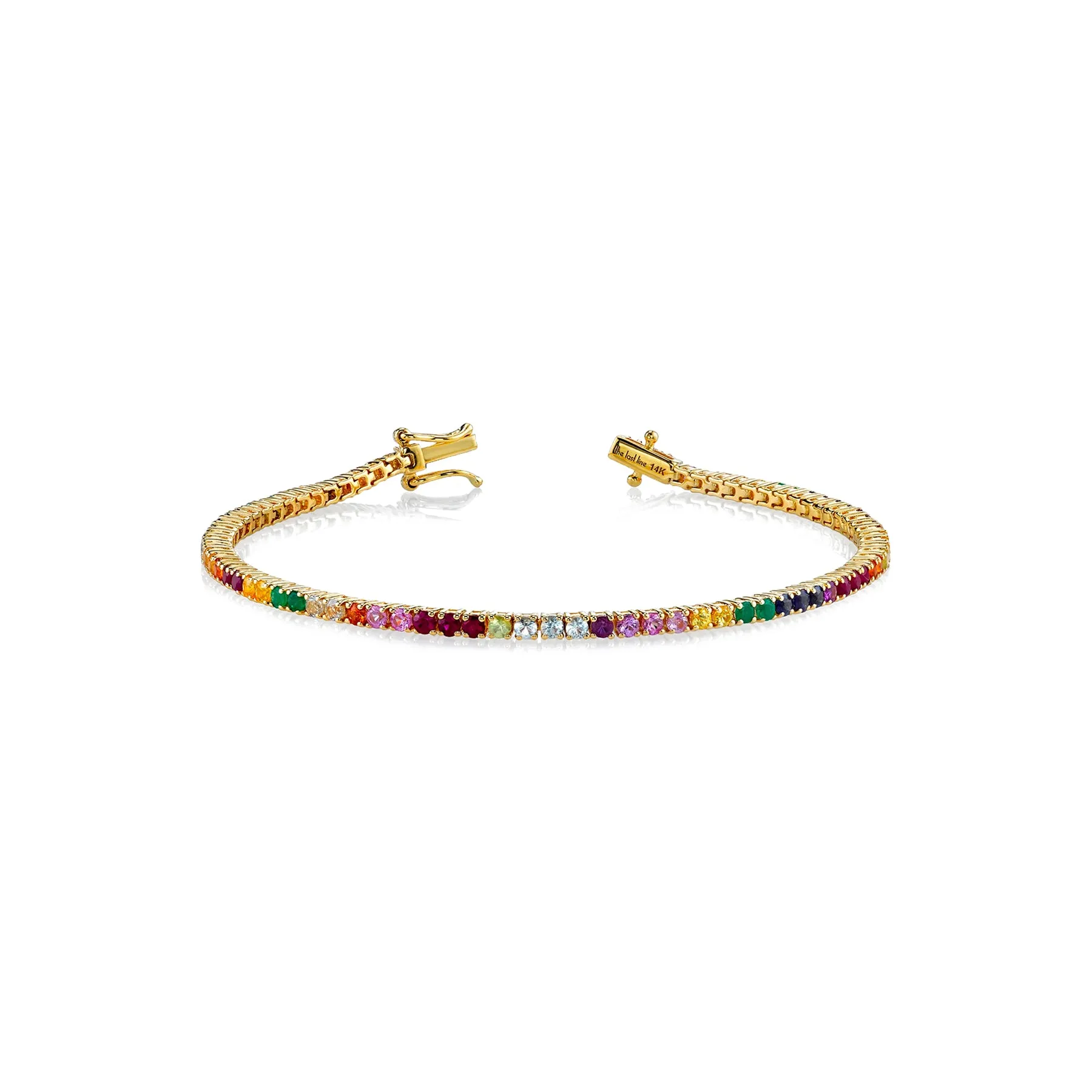 Tennis Anklet - Rainbow / 14k Yellow Gold