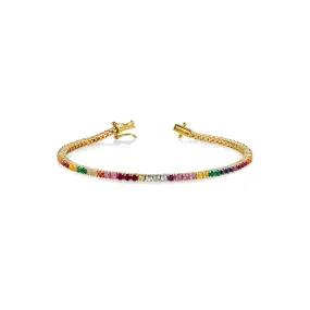 Tennis Anklet - Rainbow / 14k Yellow Gold