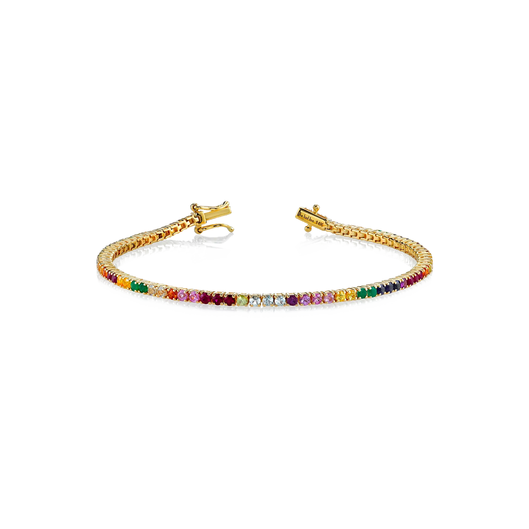 Tennis Anklet - Rainbow / 14k Yellow Gold