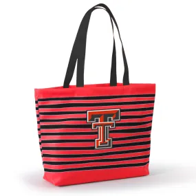 Texas Tech Red Raiders Women's Red Wavy Striped Tatum Tote Bag