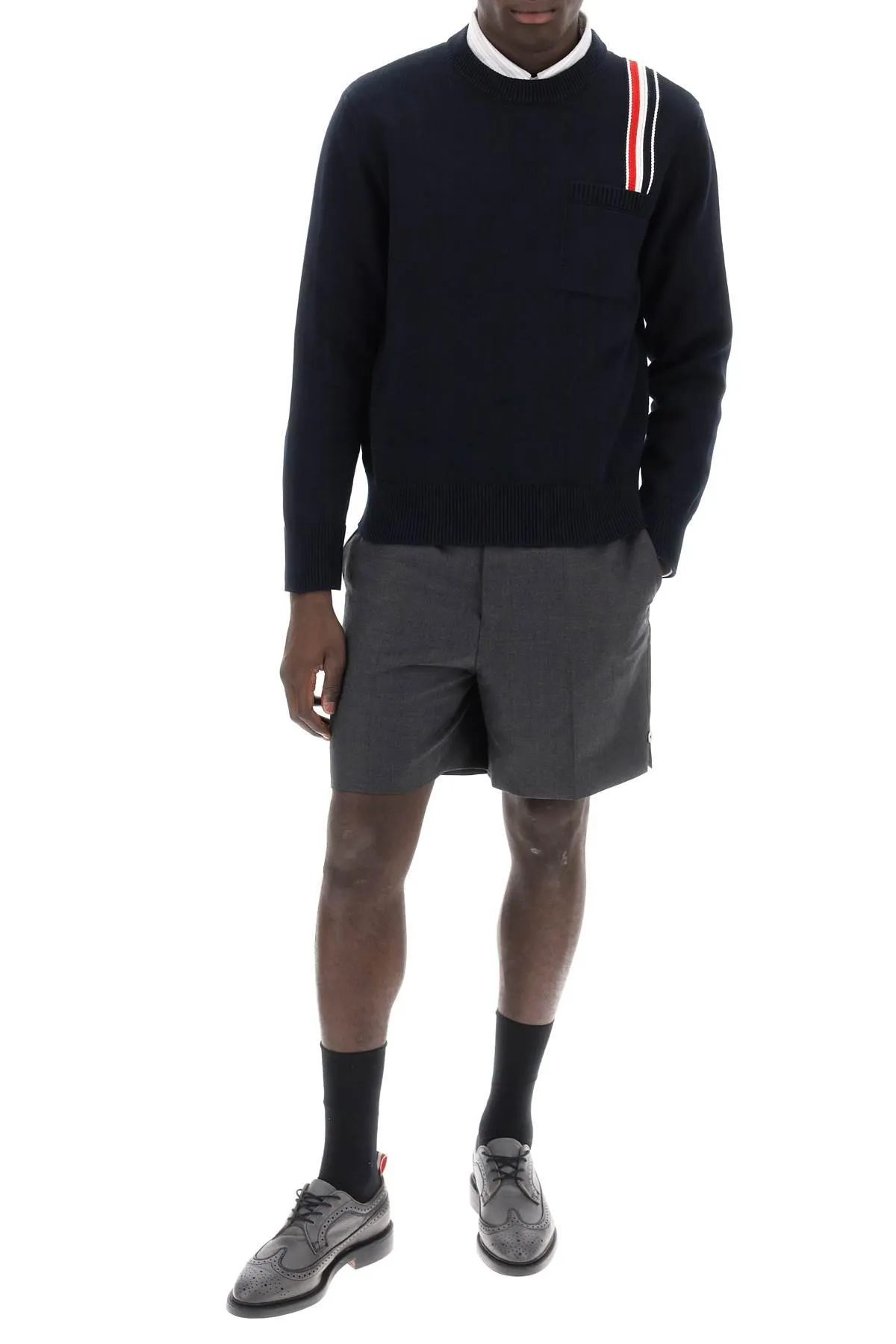 Thom Browne    Thom Browne Cotton Pullover With Rwb Stripe