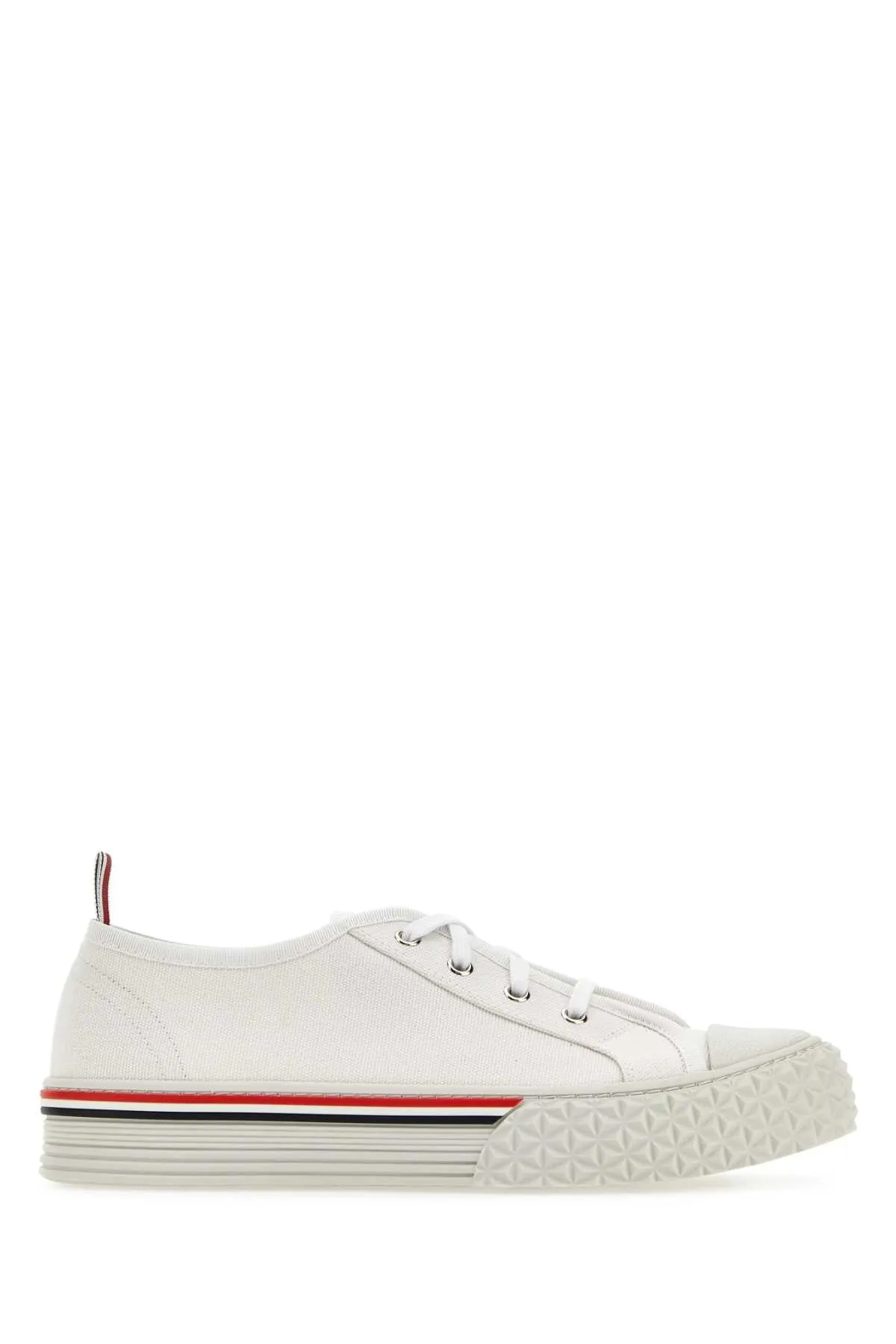 Thom Browne White Canvas Collegiate Sneakers