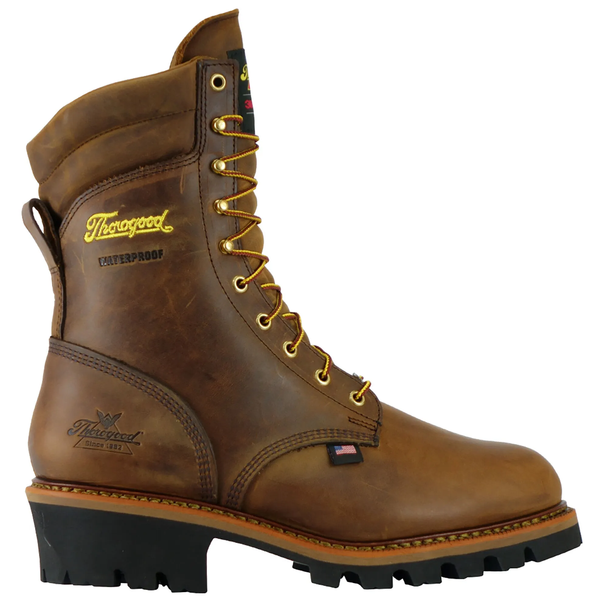 Thorogood Men's Logger Series 9″ Brown Trail Crazy Horse Steel Toe Insulated Waterproof Work Boot