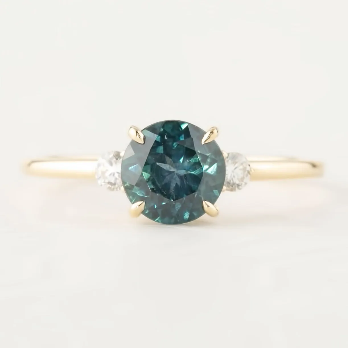 Three Stone Ring - 1.48ct Green Montana Sapphire (One of a kind)