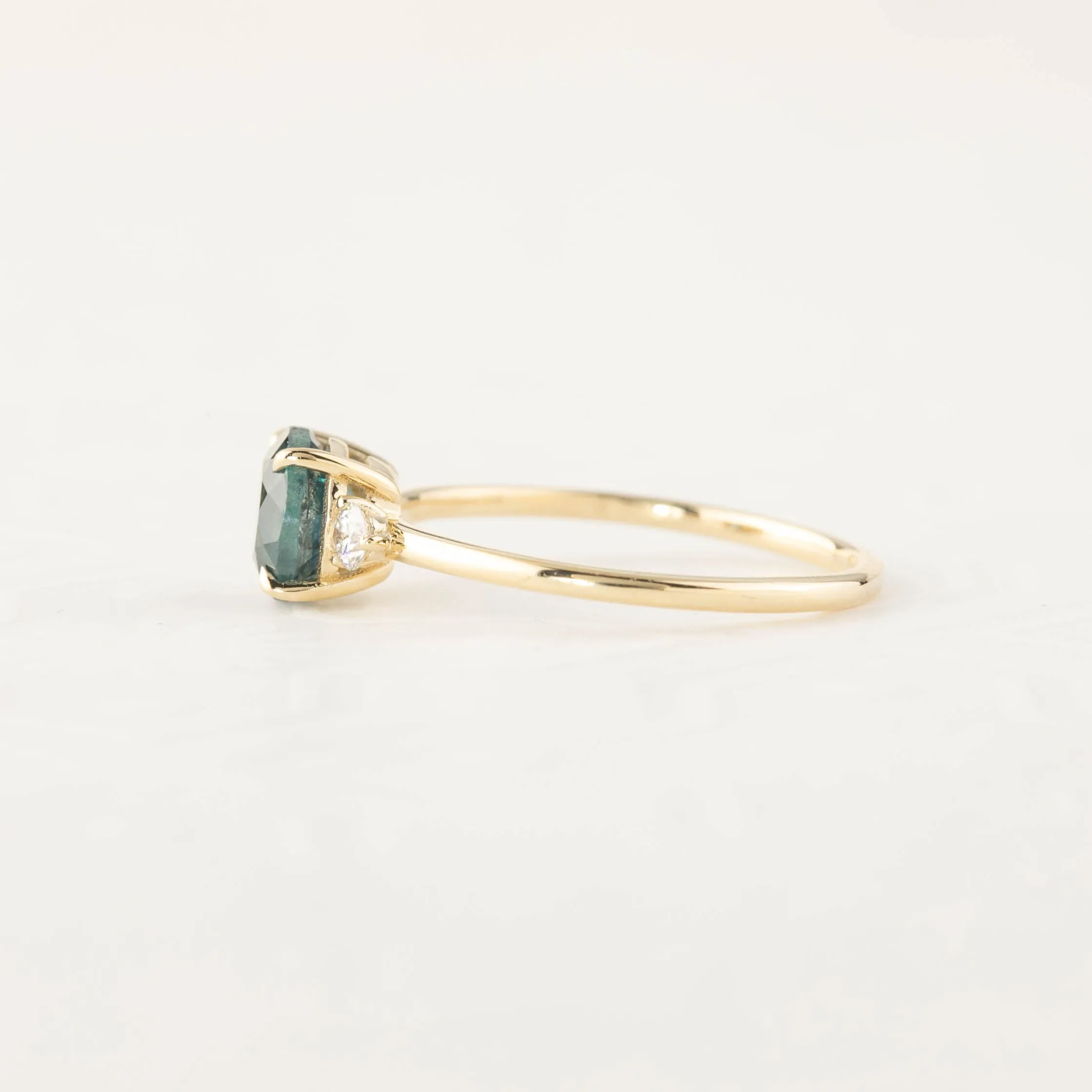 Three Stone Ring - 1.48ct Green Montana Sapphire (One of a kind)