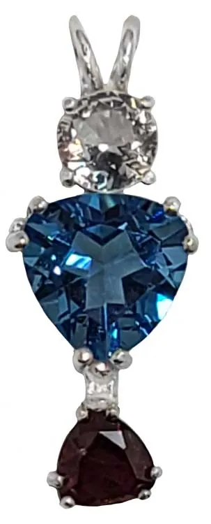 Tibetan Blue Obsidian Trillion Cut with Round Cut Danburite & Trillion Cut Rhodolite Garnet Special