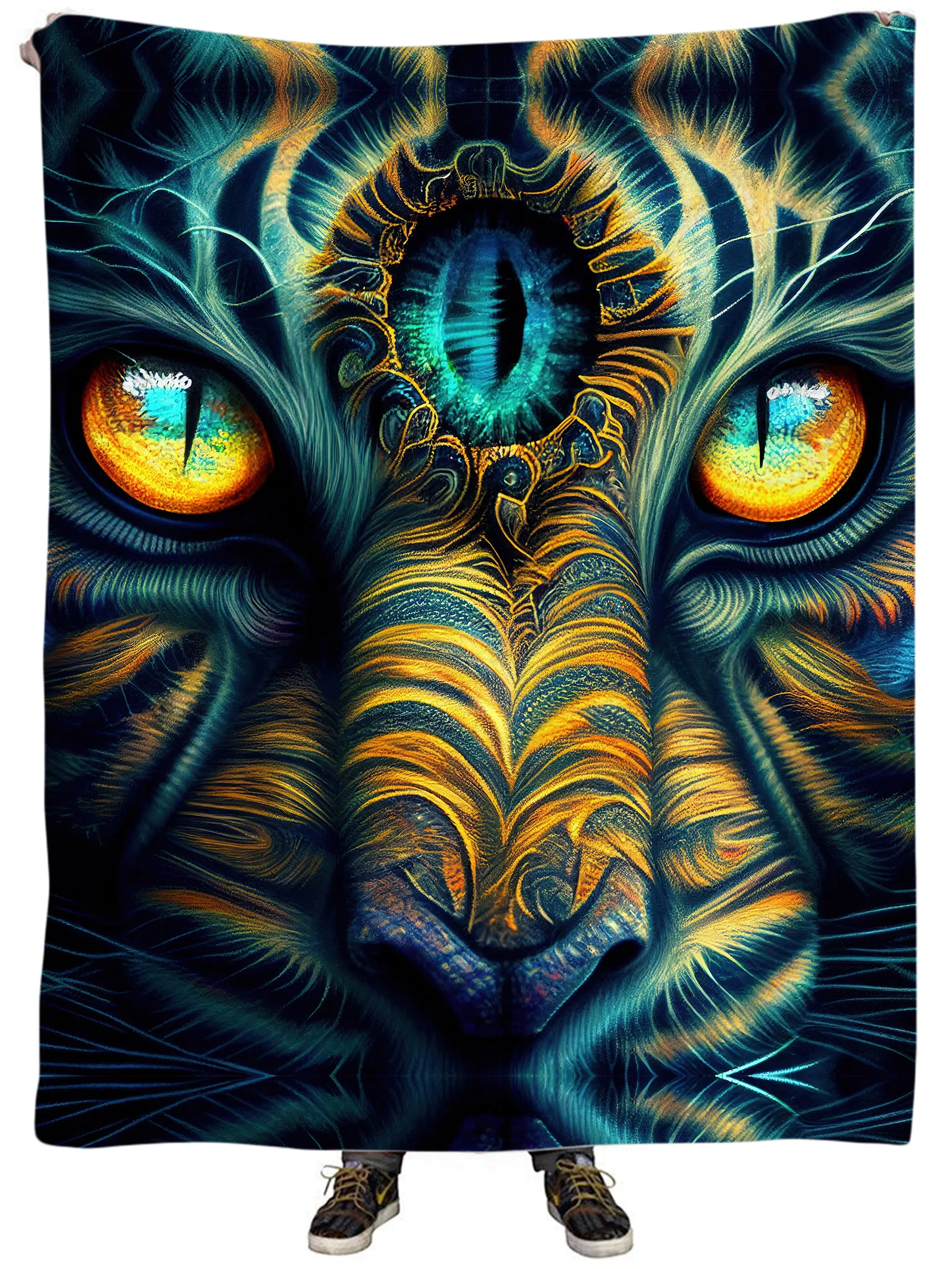 Tiger Eyes Psychedelic Plush Blanket