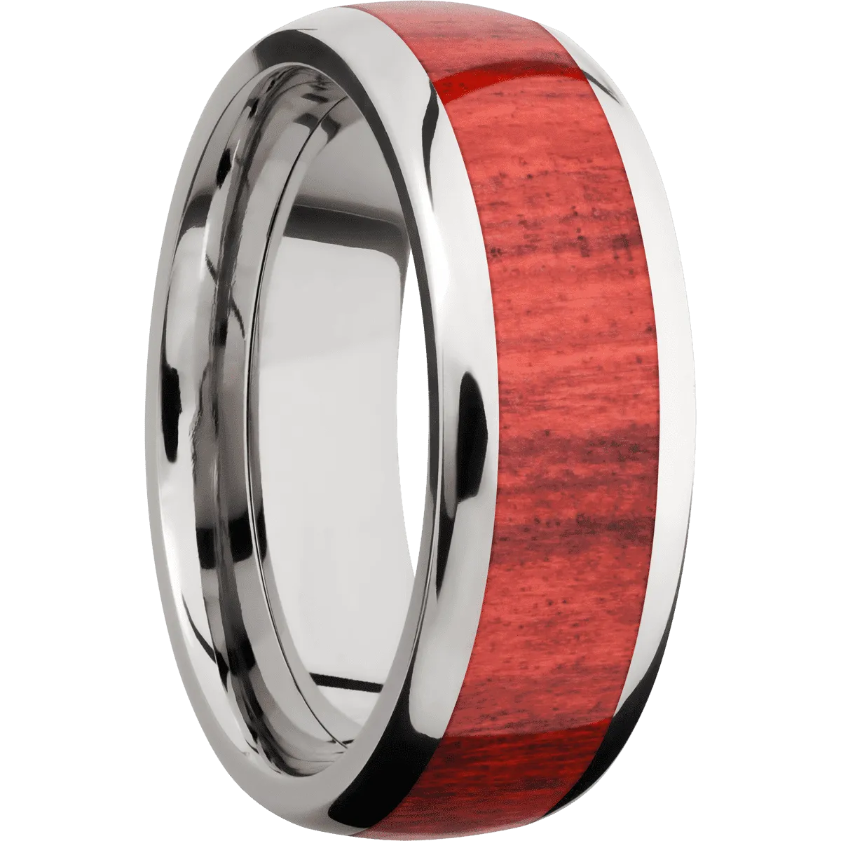 Titanium with Polish Finish and Red Heart Inlay