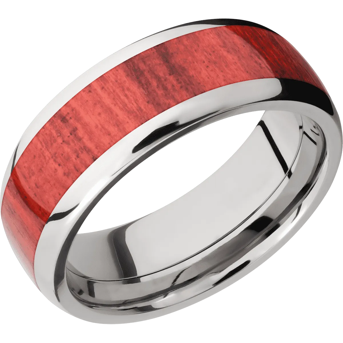 Titanium with Polish Finish and Red Heart Inlay