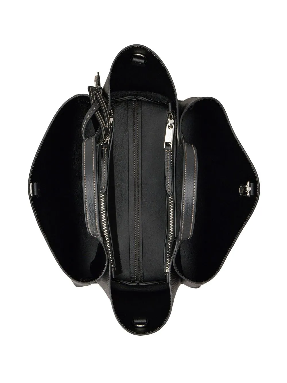 TOD'S Timeless Mini Black Leather Tote with Logo Plaque and Adjustable Strap